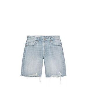 Zara Light Blue Denim Women's Distressed Bermuda Shorts NWT